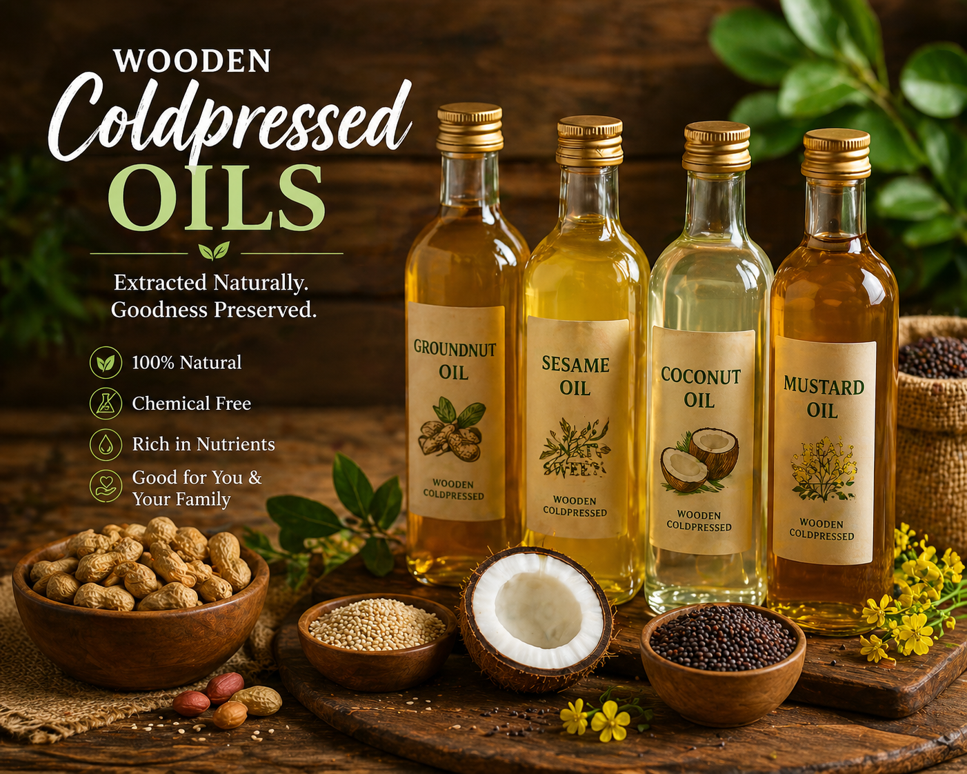 Wooden coldpressed oils